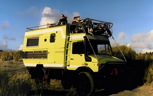 U-1300-L Unimog expedition motorhome with full amenities for overland travel